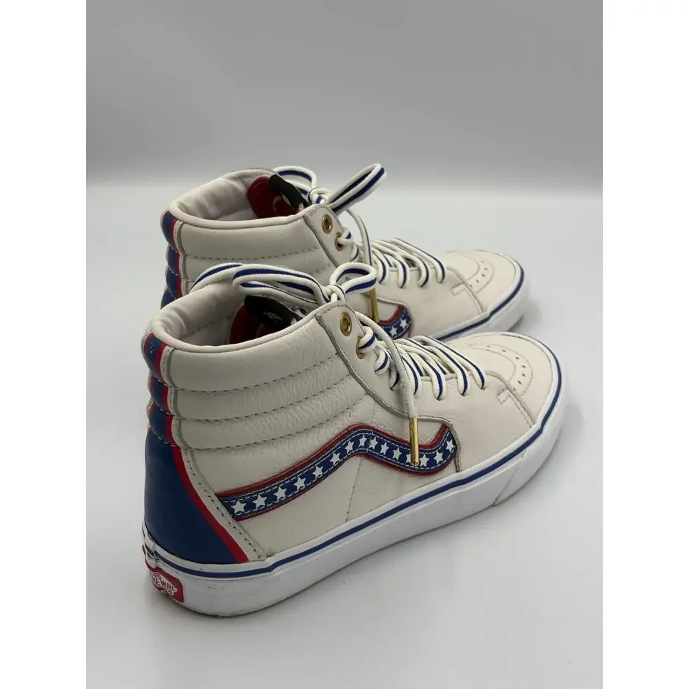 Vans Sk8-Hi Off The Wall Leather Patriotic Stars Stripes Men's 7 Womens 8.5